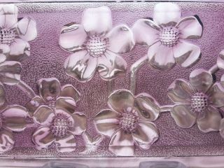 Vintage Stained Glass Window Panel - Purple Pressed Glass Design 10 