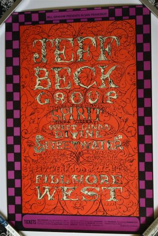 Jeff Beck Group Spirit Bill Graham Fillmore Poster Bg - 148 1st Printing Nm