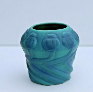 Antique Van Briggle Art Pottery 1920 ' s Turquoise Arts Crafts Poppy Vase 4