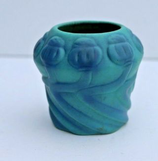 Antique Van Briggle Art Pottery 1920 ' s Turquoise Arts Crafts Poppy Vase 5