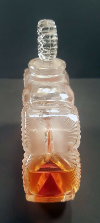 Lalique France Frosted Glass Perfume Bottle Deux Fleurs Two Flowers Signed 3