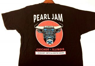 Pearl Jam T Shirt Xl Chicago 2018 Concert Tour Black Eddie Vedder Bulls Cubs