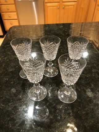 Set Of 5 Waterford Crystal Stemware Lismore White Wine Glass Goblet 5 1/2 In.