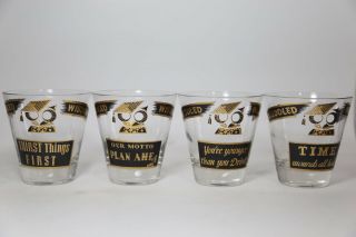 Set Of 4 Georges Briard Muddled Wisdom Double Old Fashioned Glasses Mid Century