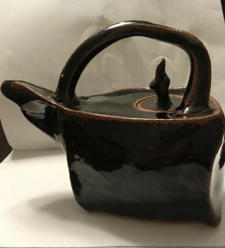 Hand Made Pottery Ceramic Square Tea Pot By Mary Dorsch