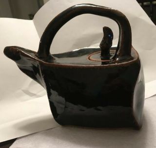 Hand Made Pottery Ceramic Square Tea Pot By Mary Dorsch 2