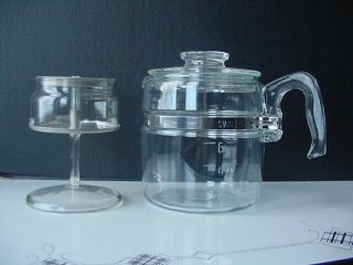 Vintage Pyrex Flameware 4 - 6 Cup Glass Coffee Pot Percolator 7756 -
