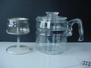 Vintage PYREX Flameware 4 - 6 Cup Glass Coffee Pot Percolator 7756 - 2