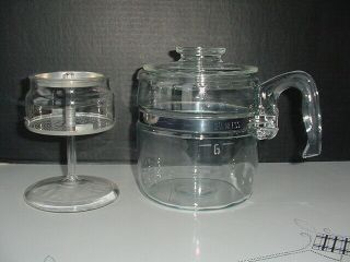 Vintage PYREX Flameware 4 - 6 Cup Glass Coffee Pot Percolator 7756 - 3