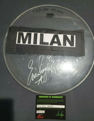 Kiss Eric Singer Signed Milan Italy Drumhead 18 Inch Autograph Sonic Boom Tour