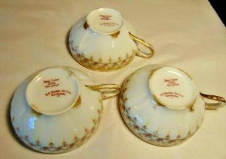 3 Atq Haviland Limoges Schleiger 349a Double Gold Pink Roses Cups