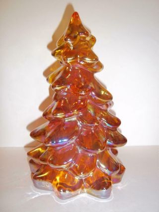 Mosser Glass Marigold Carnival 8 " Christmas Tree Figurine Holiday Made In Usa