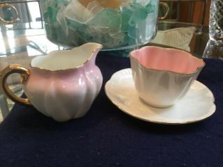 Wileman Late Foley Shelley Pink And White Dainty Milk Pitcher,  Jug