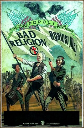 Bad Religion | Against Me The Vox Populi Tour 2016 Ltd Ed Rare Poster Punk