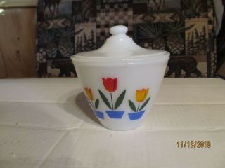 Vintage Fire - King Oven Ware Tulips Grease Jar With Lid