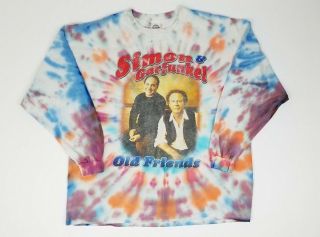 Vintage Simon & Garfunkel T - Shirt Old Friends Tour Long Sleeve Crewneck Tye Die