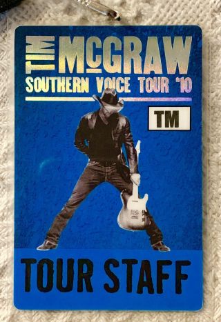 Tim Mcgraw 2010 Southern Voice Tour Hard Plastic Backstage Wardrobe Pass Vip