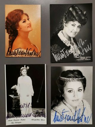 Anna Tomowa - Sinitow Four Signed Photos: 3 4x5.  5 & 3.  5x5,  Bulgarian Opera Soprano
