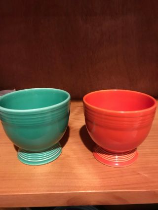 Vintage Fiestaware Egg Cups,  Red And Green
