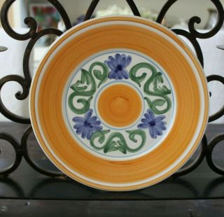Williams Sonoma Salad Dessert Plates Set Of 4 Italy Hand Painted Orange 9 - 5/8 "