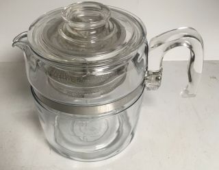 Vintage 7759 - B Pyrex Flameware Glass 9 Cup Percolator Stove Top Coffee Pot