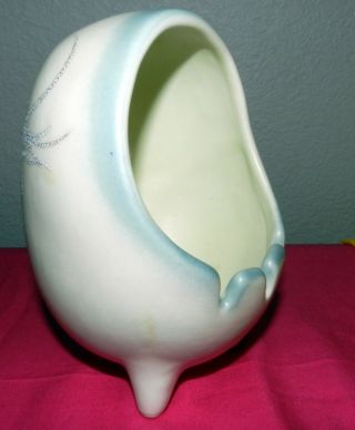 SASCHA BRASTOFF Cream Color / BLUE EGG SHAPE Ashtray CALIFORNIA Pottery 5