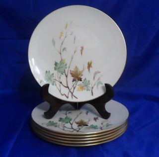 Lenox Westwind (6) Dinner Plates 10 - 3/8 ",  Green,  Brown,  Yellow Leaves,  Coupe