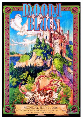 Moody Blues Poster Victoria Bc 2007 Gorgeous Orig Hand - Signed Litho By Bob Masse