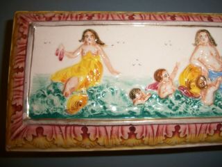 Vintage Sala Italy Putti Cherub Mythology Ceramic Divided Dresser Trinket Box 5