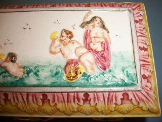 Vintage Sala Italy Putti Cherub Mythology Ceramic Divided Dresser Trinket Box 6