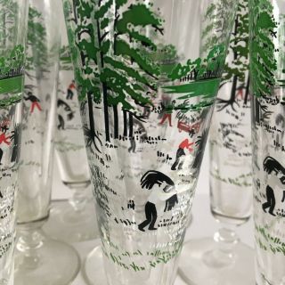 Set of Eight Libbey Currier and Ives Pilsner Glasses EUC 3