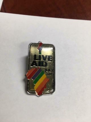 Vintage 1985 Live Aid Concert Promotion Rainbow Guitar Cloisonne Pin