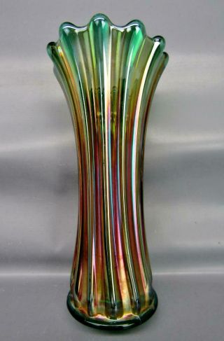 Westmoreland Corinth Green Carnival Glass 8¾ " Swung Vase 6949