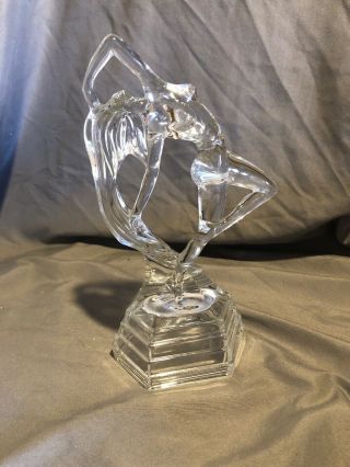 Art Deco Nouveau Crystal Clear Glass Nude Woman Lady Statue Figurine
