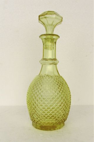 Vintage Italian Empoli Glass Vase Genie Bottle Decanter Liquor Jar Yellow Ochre