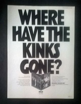The Kinks Muswell Hillbillies Rca 1971 Rtr Promotional Advert Poster