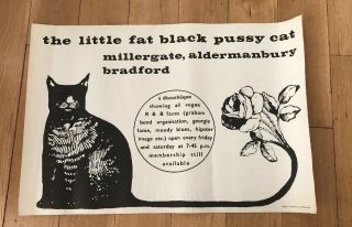 The Little Fat Black Pussy Cat,  Vintage Bradford Venue Poster.  Moody Blues