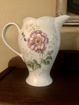 Lenox Butterfly Meadow Porcelain 64oz Large Water Pitcher 9 " Tall