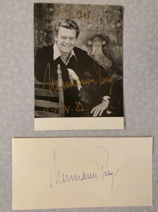 Hermann Prey Signed Vintage 4x6 Photo And Index Card,  German Opera Baritone