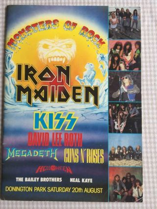 Tour Programme Iron Maiden Monsters Of Rock Donington 1988 (ref B)