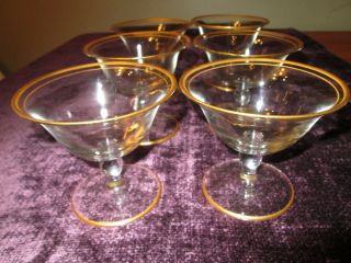 Vintage Set Of 6 Tiffin (?) Franciscan Rims Of Gold Champagne Sherbet Glasses