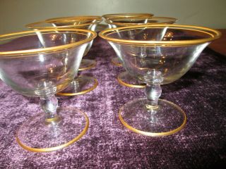 Vintage set of 6 Tiffin (?) Franciscan RIMS OF GOLD Champagne Sherbet Glasses 4