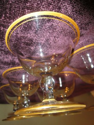Vintage set of 6 Tiffin (?) Franciscan RIMS OF GOLD Champagne Sherbet Glasses 7