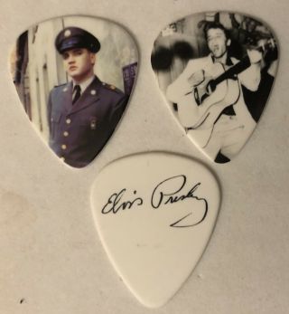 Elvis Presley Guitar Pick Set (3) Young Army Elvis,  Acoustic Guitar,  Signature