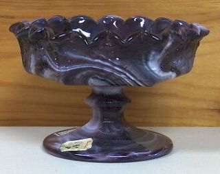 Imperial End Of Day Slag Amethyst Ig Compote Dish Over 5 Inches Wide (921)