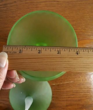 Mid - Century Green Frosted Empoli Candy Dish Apothecary Jar With Lid Art Glass 5