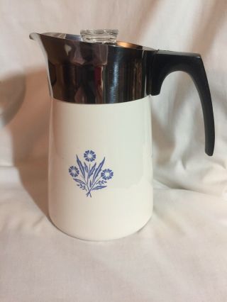 Vintage Corning Ware 6 Cup Coffee Pot Blue Corn Flower & Perculator P - 146 Excell