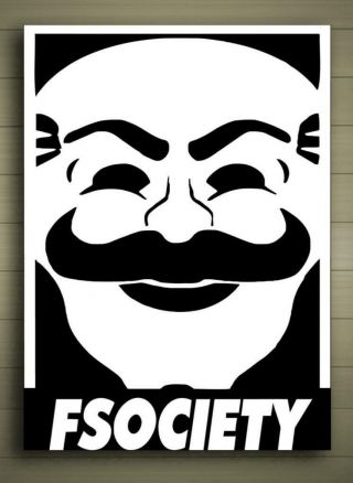 Fsociety Framed Canvas Poster Size A1 A2 A3 A4 Mr Robot Hackers Gamers