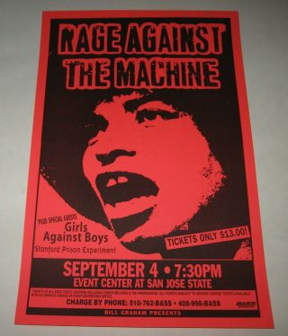 Rage Against The Machine 1996 Concert Poster - Angela Davis - Girls Against Boys