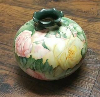 Antique American Belleek Willets Hand Painted 8 Inch Vase Circa 1880 - 1914